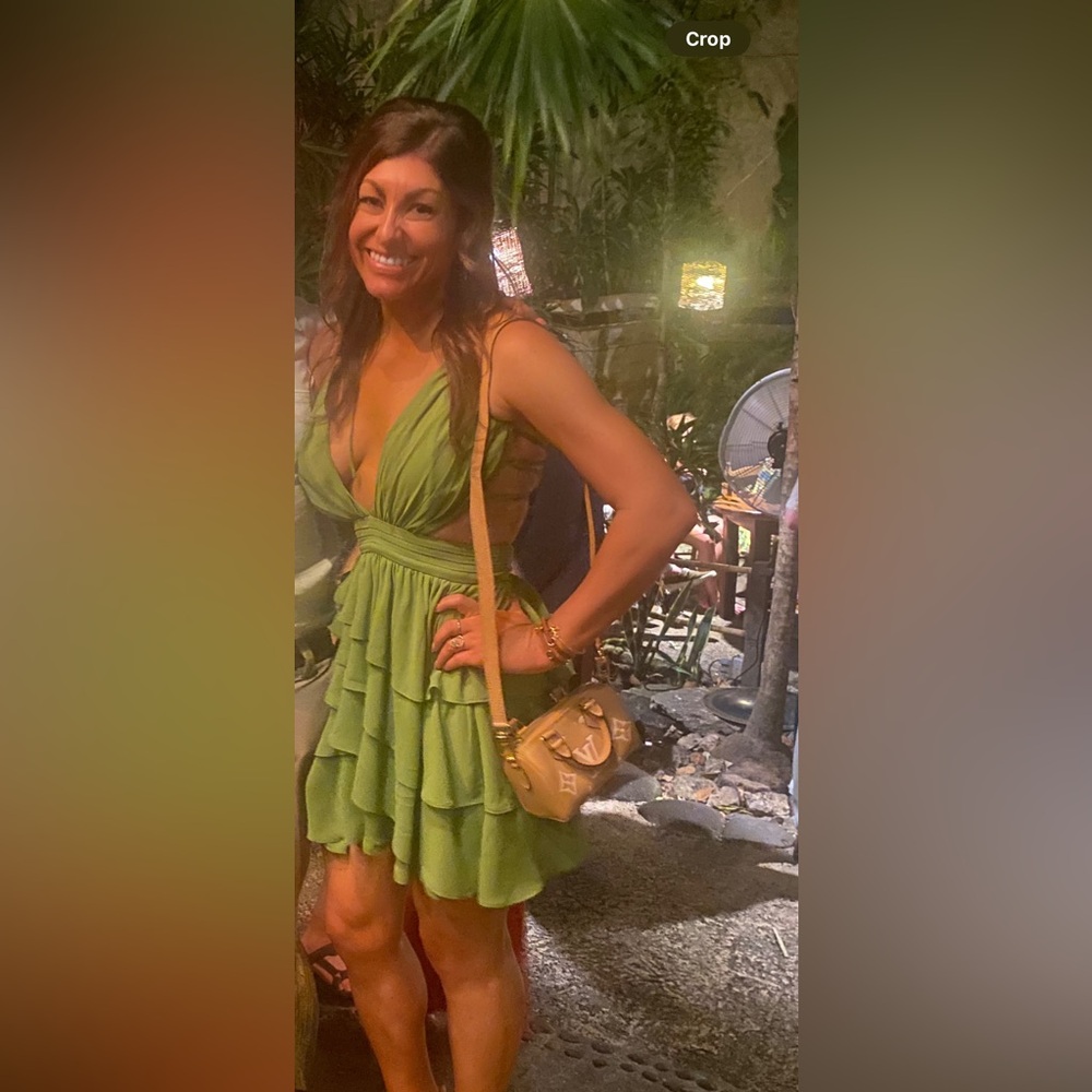 Super cute short and straopy light olive green dress, Brand: NBD, Size: Small